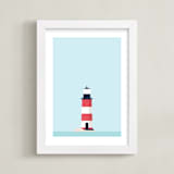 "Sea Side I" - Art Print in Sea Blue by David Michuki - Framed