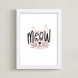"Basic Meow" - Art Print in Blush by Pixel and Hank - Framed
