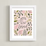 "You Are Loved - Floral" - Art Print in Blush Pink by Alexa Zurcher - Framed