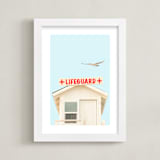 "The Lifeguard" - Art Print in Summer Blue by Lisa Sundin - Framed