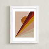 "Abstract Sunrise" - Art Print in Maroon Red by Lucrecia Caporale - Framed