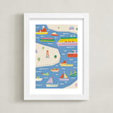 "Sail Aboard" - Art Print in Aqua by Kartika Paramita - Framed