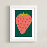 "Berry in Summer" - Art Print in Forest Green by Zhanet Rosenova - Framed