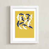 "Fiep's Flock" - Art Print in Canary Yellow by Jenna Skead - Framed