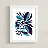 "Foliage" - Art Print in Teal Blue by Daniela - Framed