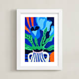 "Palette of Petals" - Art Print in Cobalt Blue by Roochita Chachra - Framed