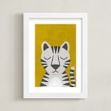 "White Bengal Tiger" - Art Print in Spicy Mustard by 2birdstone - Framed