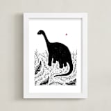 "Dinosaur love" - Art Print in monochrome by Susanne Kasielke - Framed