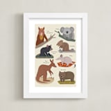 "Aussie Marsupials" - Art Print in Cream by Amy Mullen - Framed