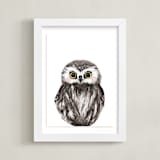 "Baby Animal Owl" - Art Print in Dark Wood by Cass Loh - Framed