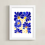 "The Happiest Flowers" - Art Print in Cobalt Blue by Kristian Gallagher - Framed