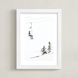 "skier" - Art Print in freestyle blue by Alicia Abla - Framed