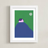 "Dia y Noche II" - Art Print in Blue, Green, Purple by Marta Crea - Framed