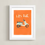 "Let's ride" - Art Print in Tangerine by Stacy Kron - Framed