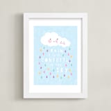 "confetti rain drops" - Art Print in Sky Blue by Mandy Rider - Framed