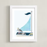 "Little Sailor" - Art Print in light blue by Kanika Mathur - Framed