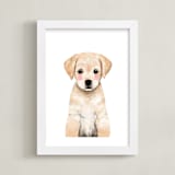 "Baby Labrador" - Art Print in yellow by Cass Loh - Framed