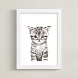 "Baby Kitten" - Art Print in grey by Cass Loh - Framed