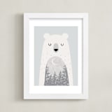 "Goodnight Bear" - Art Print in Frost by Oma N. Ramkhelawan - Framed