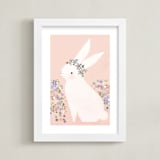 "Bunny" - Art Print in Petal by Lori Wemple - Framed