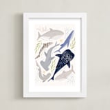 "Marvelous Sharks" - Art Print in Sand by Sabrin Deirani - Framed