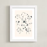 "Dog study" - Art Print in Cream by Teju Reval - Framed