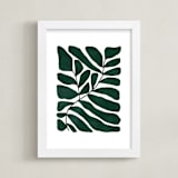 "Loopy Leaves I" - Art Print in Hunter green by Kelly Watkins - Framed