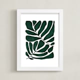 "Loopy Leaves II" - Art Print in Hunter green by Kelly Watkins - Framed