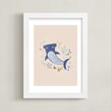 "Sharky cute" - Art Print in Blush by Tati Abaurre - Framed
