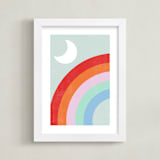 "Double Rainbow with Moon and Sun III" - Art Print in Moonlight by Emanuela Carratoni - Framed