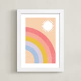 "Double Rainbow with Moon and Sun IV" - Art Print in Sunrise by Emanuela Carratoni - Framed