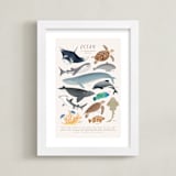 "Ocean animals endangered" - Art Print in Ivory by Sabrin Deirani - Framed