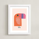 "mod toucan" - Art Print in peach by Carrie Moradi - Framed