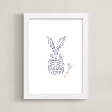 "Lined Animals IV" - Art Print in OCEAN BLUE by Jayne Alfieri - Framed