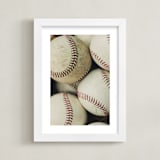 "Baseball 2" - Art Print in Beige by Helen Makadia - Framed