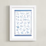 "Animal Alphabet Toile" - Art Print in Ocean Blue by Teju Reval - Framed