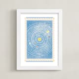 "Vintage Solar Journey" - Art Print in Blue by Sabrin Deirani - Framed