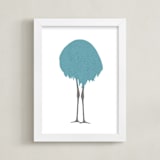 "Oh-Ostrich" - Art Print in Stone blue by Johanna Phillips Huuva - Framed