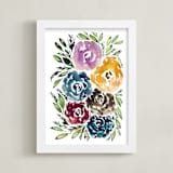 "hand painted flowers" - Art Print in purple by Ramoncita - Framed