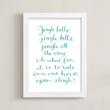 "Jingle Bells Holiday" - Art Print in Teal by Megan Kelso - Framed