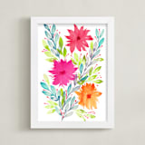 "hand painted flowers_3H" - Art Print in pink by Ramoncita - Framed