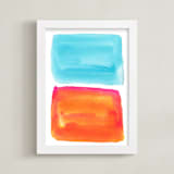 "Bougainvillea in Naples" - Art Print in Turquoise Blue by Alex Isaacs Designs - Framed