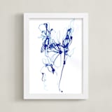 "Inky Blue Floral" - Art Print in Inky Blue by Sonal Nathwani - Framed