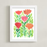 "hand painted flowers_2B" - Art Print in green by Ramoncita - Framed