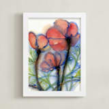 "Glorious Poppies" - Art Print in poppy red by Amelia Gluba - Framed