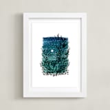 "Evening Star Sky" - Art Print in Dusk Blue by Shiny Penny Studio - Framed