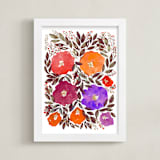 "hand painted flowers_5a" - Art Print in red by Ramoncita - Framed