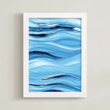 "Uneasy" - Art Print in Ocean Blue by Chelsey Scott - Framed