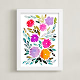 "hand painted flowers_2C" - Art Print in purple by Ramoncita - Framed