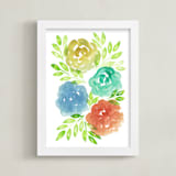 "hand painted flowers_1J" - Art Print in green by Ramoncita - Framed